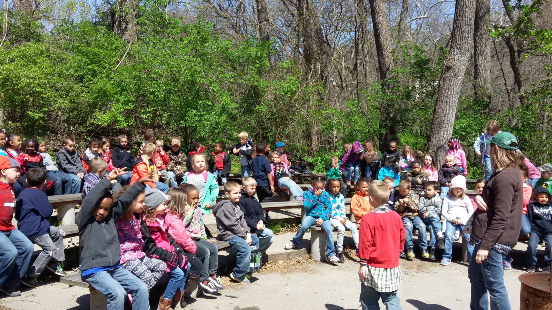 Kids listening to program